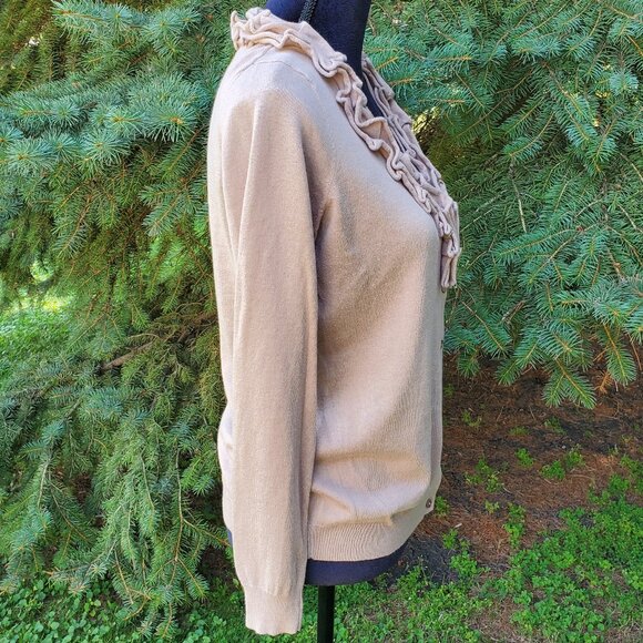 Talbots Tan Ruffle Button Cardigan - Picture 4 of 7